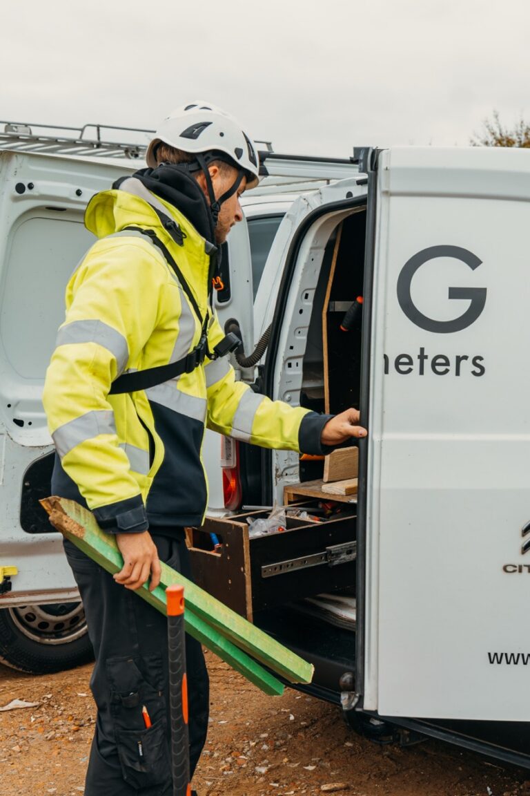 LSG landmeters op een werf